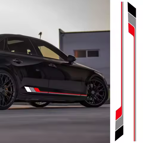 2pcs Car Side Door Stickers Vinyl Decal Trims Waterproof Accessories For Audi A4 B8 8K B9 B7 8W 8E B