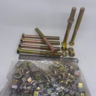 M12X120 (12 CM) YELLOW HEXAGON NUT BOLT HALF THREAD BMK M12 X 120 LENGTH 12 CM BODY DIAMETER 12MM YE