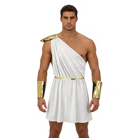 AwwwCos Men Ancient Greek Gladiator King Roman Knight Warrior Medieval Renaissance Toga Costume Wris
