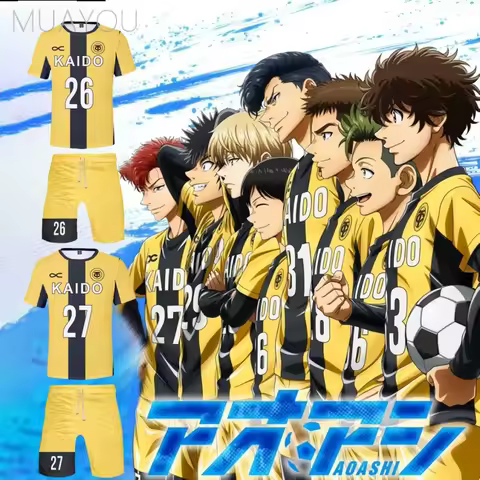Aoashi Ao Ashi Cosplay Merch T-shirt Men Kids Tshirt Tee Football Soccer Uniform Two piece Set Suit 