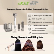 Acerpure Beauty Ionic Hair Dryer and Styler DS744-10W | Hair Care AI Mode | 7-Piece Styler