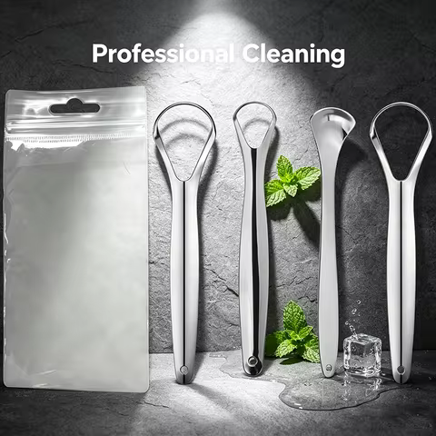 Adult Oral Hygiene Scraper, sturdy metal build, practical accessory for effective tongue residue rem