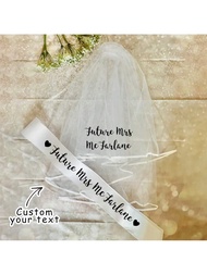 Personalized Custom Future Mrs Veil & Sash Set Bach Weekend Bachelorette Hen Night Party Accessories