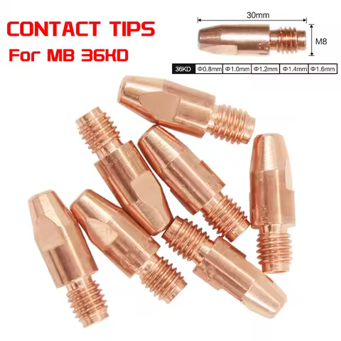 36KD MIG WeldingTorch Tips Consumables M8*30mm 0.8/1.0/1.2/1.4 mm Holder Torch Gun Nozzle MIG/MAG Co