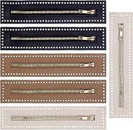 Realand 6 Pieces PU Leather Crochet Zipper with Holes 27 cm/10.6 in, Metal Zippers for Sewing Frame 