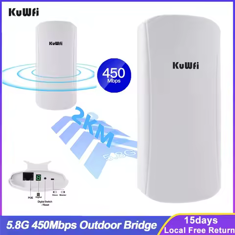KuWfi 5.8G 450Mbps Outdoor CPE Bridge 1-2KM Long Range Access Point Wifi Repeater 12dbi Antenna Wifi