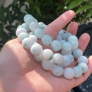 13JA-3K สร้อยข้อมือหยกเจไดต์แท้ธรรมชาติ 100% สีธรรมชาติขนาด13มิล หยก3กษัตริย์ หยก3K