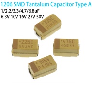 10PCS 1206 SMD Tantalum Capacitor Type A 1UF/2.2UF/3.3UF/4.7UF/6.8UF 6.3V 10V 16V 25V 50V