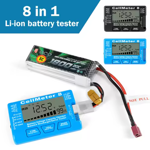 1pc For RC CellMeter 8 Battery Capacity Test Meter LiPo Li-Ion NiMH Meter 8 Digital Battery Capacity