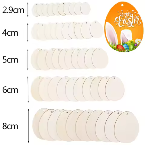 Easter Eggs Wooden Craft DIY Easter Gift for Kids 80mm to 30mm Eggs Easter Decorations unfinished Eg