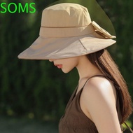 SOMS Sense Sun Hat, With Large Brim Bowknot Fisherman Hat, UV-Proof Sun Hat Korean Style Elegant UV-Proof Shell Sunshade Hat Summer