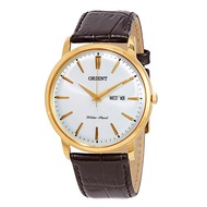 [Watchspree] Orient Men's Quartz Dark Brown Leather Strap Watch FUG1R001W6