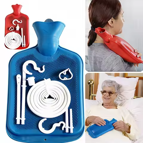 6Pcs Enema Bag Kit Rubber Enema Cleaner Includes 2L Hot Water Bottle 4.9ft Hose Controlled Water Flo