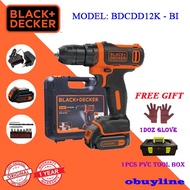 BDCDD12K BLACK &amp; DECKER 12V CORDLESS DRILL DRIVER + Free Gift