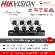 Hikvision ชุดกล้องวงจรปิด 8 ตัว IP POE รุ่น DS-2CD1327G2-L *8 ตัว + NVR 8ch รุ่น DS-7108NI-Q1/8P/M *