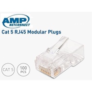 100PCS AMP Tyco RJ45 CAT5e 8P8C Modular Plug Network Connector - CAT-5E/8P8C