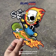 Simpsons Car Sticker Skate Rider Flame Skull Body Window Cartoon Sticker