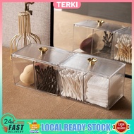 Cotton Swab Organizer with Lid Transparent Cotton Swab Box Home Desktop Makeup Remover Cotton Swab