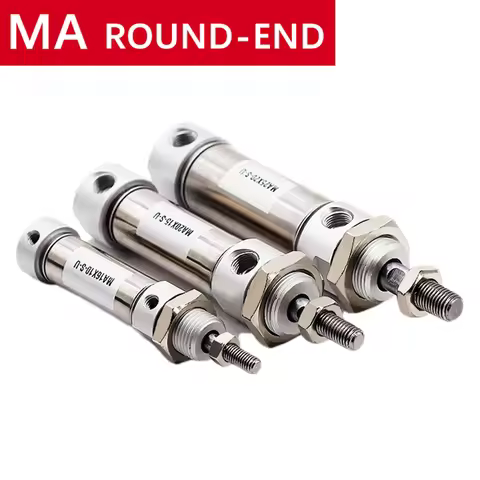 Mini Pneumatic Air Cylinder MA16/20/25-25X50*75X100*125X150X200S-U Round-End Stainless Steel Double 
