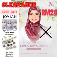 💯 MINAZ HIJAB Free Gift JOVIAN Face Mask Baby Brooch New Clearance Sale RIANG RAYA RED Tudung Bawal 