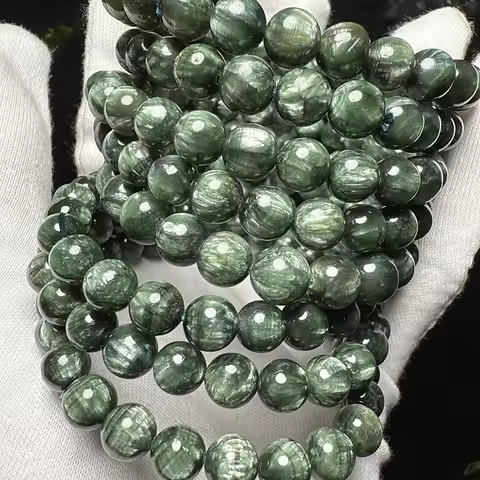Natural A+ Feathers Seraphinite Round Beads Necklace Bracelet, Meihan Fashion Jewelry, For Enhance T