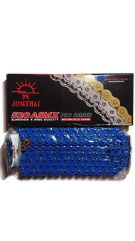 โซ่ JOMTHAI พระอาทิตย์ X-Ring 520ASMX(BLUE) 120DL สีน้ำเงินโรเลอร์ทอง Jomthai Asahi Made In Thailand