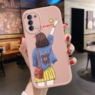 Hontinga Casing Case For OPPO Reno 4F Reno 4 4G Reno 5F Reno 5 Pro 5G Case Cartoon Elegant Girl leat