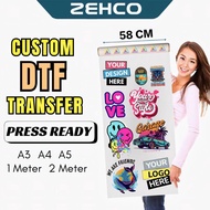 DTF printing dtf film printing Iron On Heat Transfer Patch head press film DTF Heatpress Film..