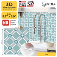 Bury 3D Tiles Sticker Kitchen Bathroom Wall Tiles Sticker Self Adhesive Backsplash Clever Mosaic 5.9x5.9inch