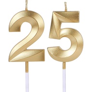 Gold 25th & 52nd Birthday Candles,Gold Number 25 52 Cake Topper for Birthday Decorations Party Decor