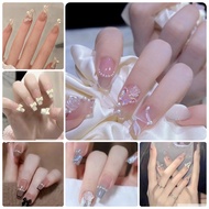 [Buy 1 Get 2] 2026 New Wearable Nails Cute Bowknot Nail Stickers Brightening Press On Nails High-End