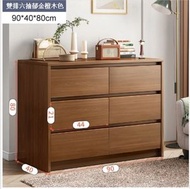 ONE - 簡約多層抽屜置物櫃收納櫃儲物櫃【雙排三層六抽屜 90*40*80cm】檀木色