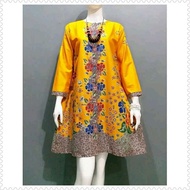 TUNIK BATIK CANTIK dan ELEGAN MODEL KEKINIAN RESLETING DEPAN BAJU KANTOR MASA KINI UKURAN JUMBO LD 1