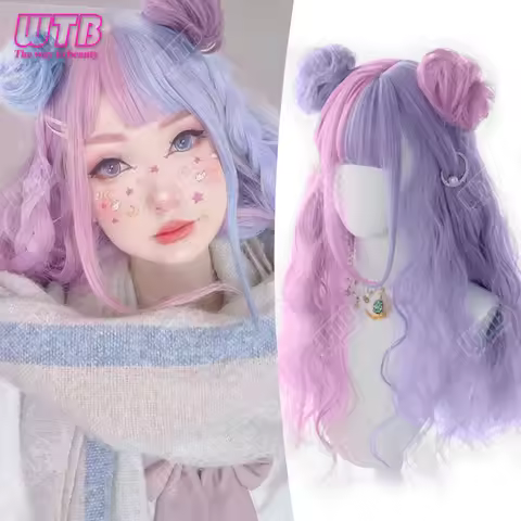 Synthetic long curly hair Lolita wig synthetic wig full head female COS wig candy colored long curly