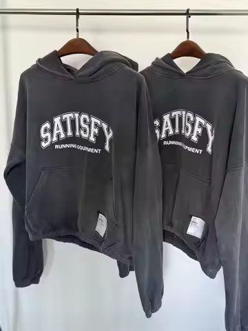 Satisfy running marathon heavy wash hoodie alphabet print hoodie