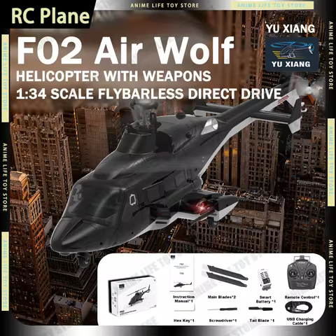 New Yu Xiang F02 Air Wolf RC Helicopter Flybarless 1:34 Brushless 6-Axis Gyro CNC Rotor Head Optical
