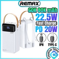 Original Remax Powerbanks 60K 80K Built In Cable Powerbank 20W PD 5A Fast Charging Power Bank Fast C