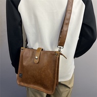 Threebox Japanese And Korean New Mens Single-Shoulder Bag Trendy Japanese-Style Leather Textured Cro