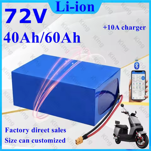 King- 72v 40Ah 60Ah lithium ion battery pack li ion 50A 100A 150A 200A BMS 3000w 5000w 8000w 12000w 