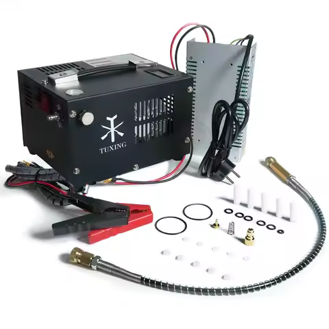 TUXING TXES061 300Bar 12V PCP Air Compressor Portable 4500Psi High Pressure PCP Compressor with 12V 