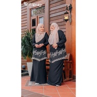 Baju Kurung Sulam Klasik Black Hitam Saiz S - 6XL Loose Plus Size Raya Baju Raya 2024 Viral