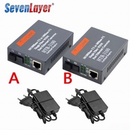 1 Pair HTB-3100  Media Converter Fiber Optical Single Mode Single Fiber SC Port 25KM External Power Supply 10/100M