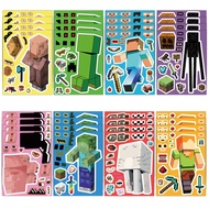 Minecraft Movie Puzzle Stickers Steve Enderman Creeper Cartoon Educational Decals My World DIY Stick