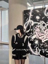 เสื้อแจ็คเก็ตทรงหลวมสไตล์ SLP สำหรับผู้หญิงในฤดูใบไม้ร่วง 2024 ขนสัตว์ผสมคอตตอน ความยาวปกติ ปกเสื้อส