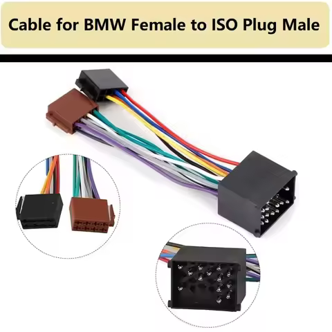 Car Radio ISO Adapter Cable for BMW Female to ISO Plug Male for BMW E36 E39 E46 E56 Mini Cooper for 