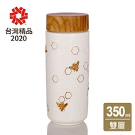 乾唐軒活瓷 | 大豐收隨身杯 / 大 / 雙層 / 牙白金 / 仿木紋蓋 350ml