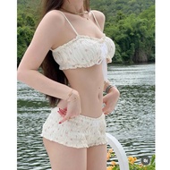 KANGSOOSTORE 2-String Floral Printed Bikini Set + Flared Pants, High Quality Floral Printed Silk Des