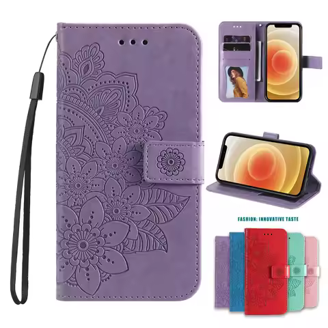 Sunflower Flip Case For OPPO A5 Pro A5i A5X A3 A3X A1 A1X Luxury Leather 3 Cards Slot Wrist Rope Wal