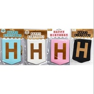 BANNER HAPPY BIRTHDAY WARNA POLOS TULISAN GOLD ELEGANT / BANNER ULANG TAHUN KEREN SIMPLE + Tali