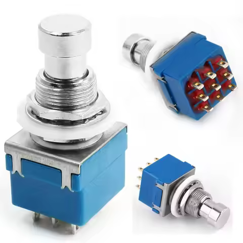 Guitar Effects 3PDT Pushbutton Pedal Footswitch ON-ON Switch Solder Terminal Latching Stomp Foot Con